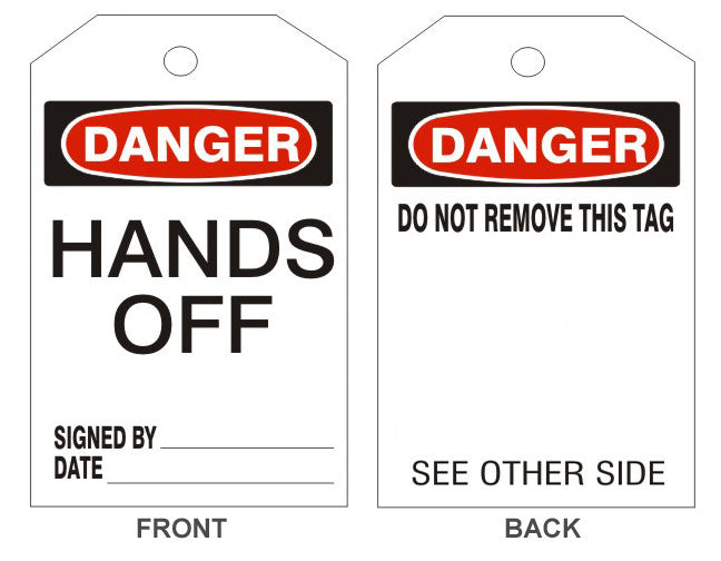 DANGER HANDS OFF TAGS - BACK 1 - DANGER HANDS OFF TAGS - BACK 1, 6.125X3, Rigid Vinyl