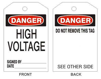 DANGER HIGH VOLTAGE TAGS - BACK 1