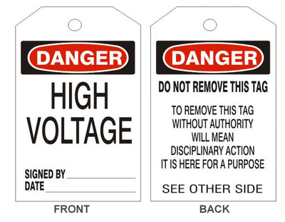 DANGER HIGH VOLTAGE TAGS - BACK 2
