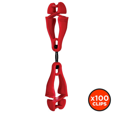 Ergodyne Squids 3420 Swiveling Glove Clip Holder with Dual Clips - 100-pack