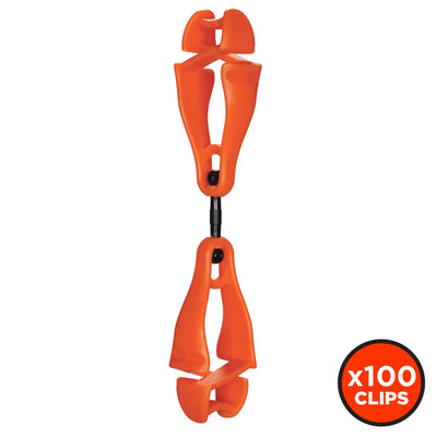 Ergodyne Squids 3420 Swiveling Glove Clip Holder with Dual Clips - 100-pack