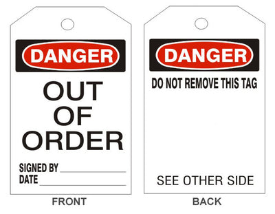 DANGER OUT OF ORDER TAGS - BACK 1