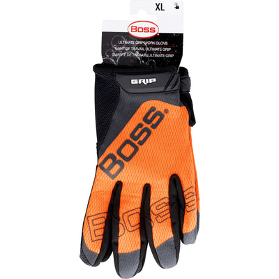 Boss Grip Synthetic Microfiber Palm w/Silicone Coated & Hi-Vis Mesh Fabric Back - Orange - 12/PR - 120-MG1240T