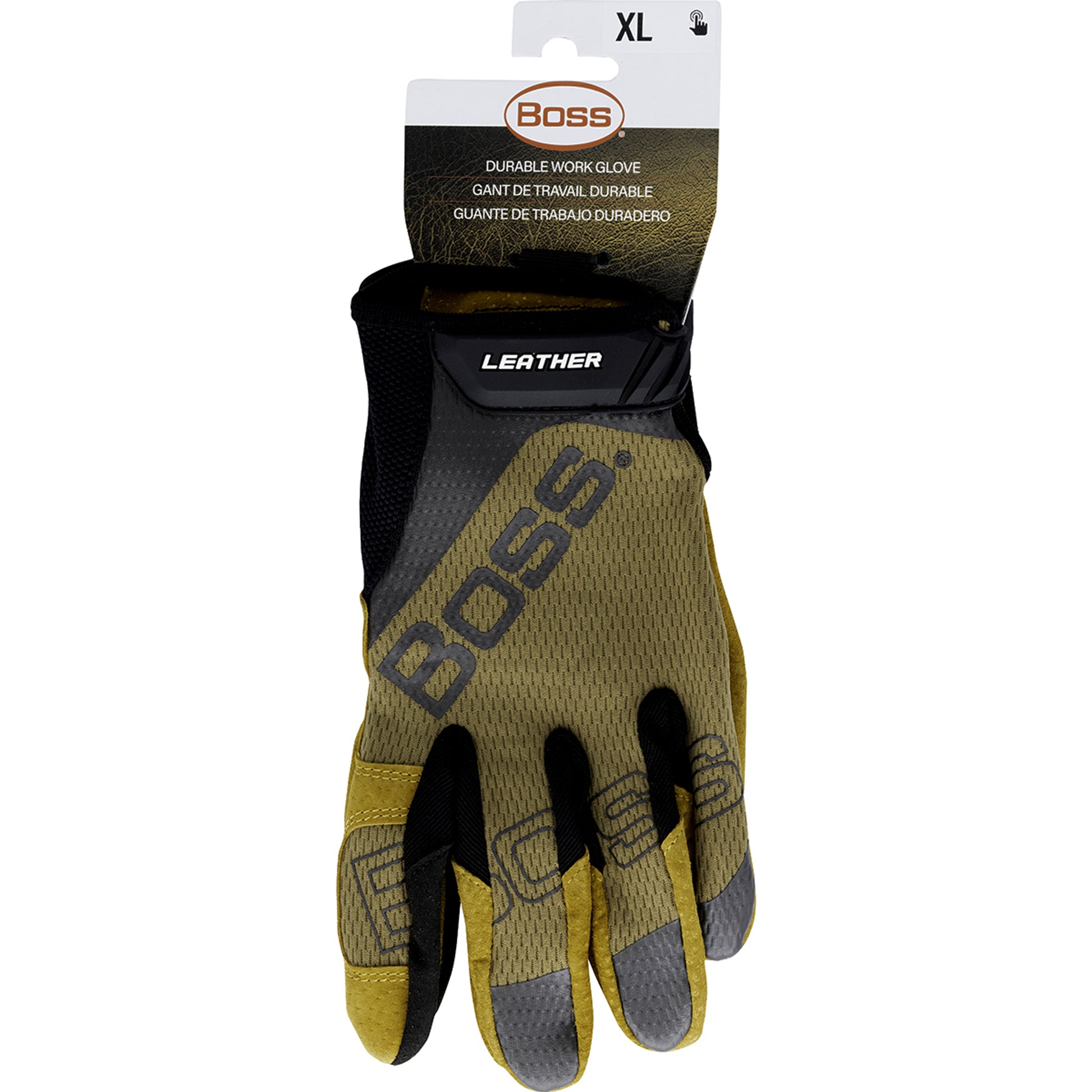 Boss Leather Hi Performance Glove Premium Pigskin Palm w/Mesh Fabric Back - Brown - 12/PR - 120-ML1360T