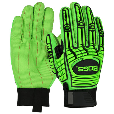 Boss Green Corded Cotton Palm & Sp&ex Back TPR Impact Protection - 6/PR - 120-MP2100