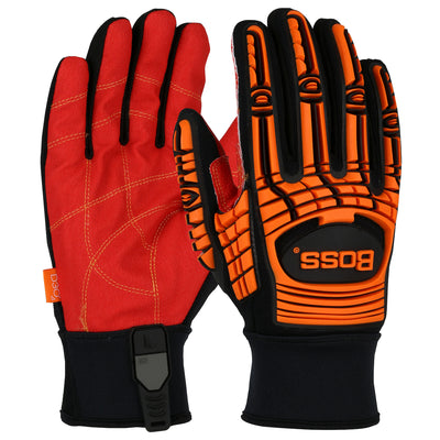 Boss Hi Performance Glove Red PVC Grip Palm & Sp&ex Back TPR Impact Protection - Orange - 6/PR - 120-MP3120