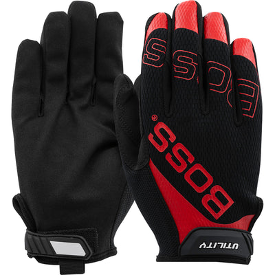 Boss Utility Hi Performance Glove Synthetic Microfiber Palm w/Mesh Fabric Back - Black - 12/PR - 120-MU1210T