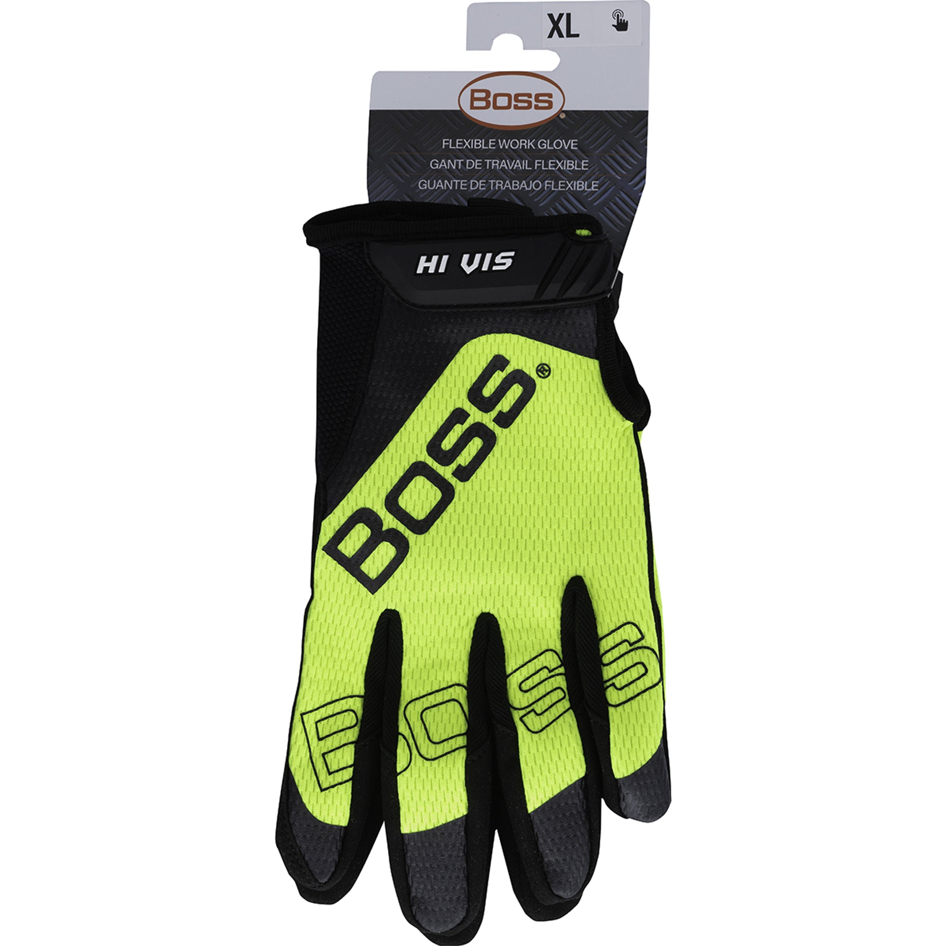 Boss Utility Synthetic Microfiber Palm w/Hi-Vis Mesh Fabric Back - Hi-Vis Yellow - 12/PR - 120-MV1230T