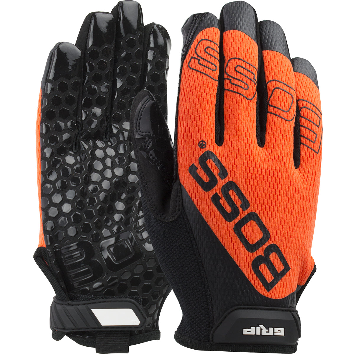 Boss Grip Synthetic Microfiber Palm w/Silicone Coated & Hi-Vis Mesh Fabric Back - Orange - 12/PR - 120-MG1240T