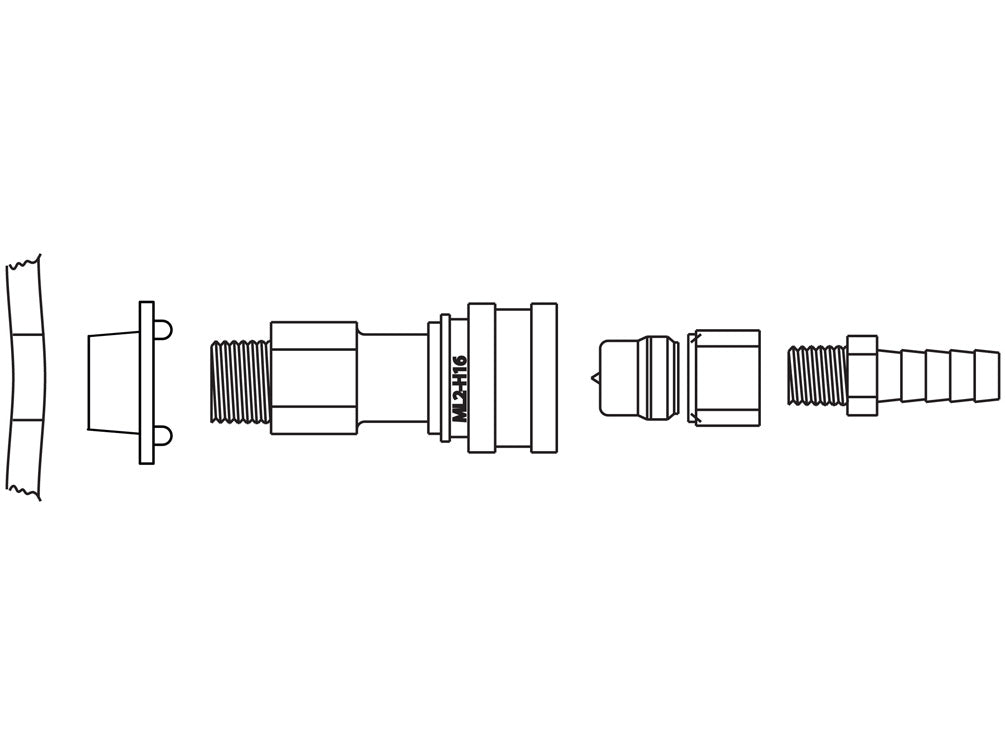 Justrite Fitting Disconnect Assembly - Stainless Steel - With Ptfe For 3/8" Id Tube - Installed - 12014