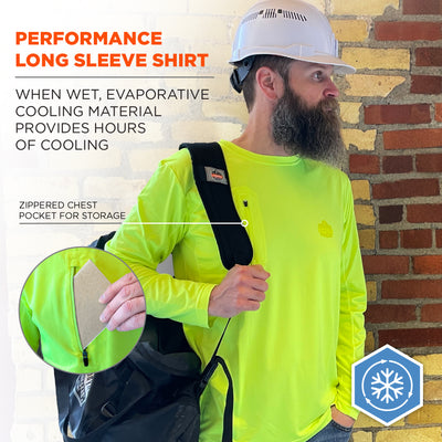 Ergodyne Chill-Its 6689 Cooling Long Sleeve Sun Shirt with UV Protection - Lime