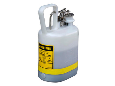 Justrite Oval Polyethylene Safety Can For Flammables - Stainless Steel - Hardware - Flame Arrester - 1 Gallon - White - 12162