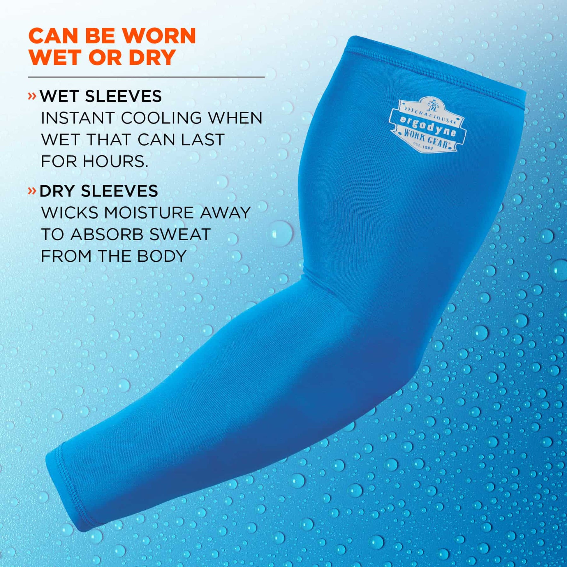 Ergodyne Chill-Its 6690 Cooling Arm Sleeves - Performance Knit (Pair) - Blue