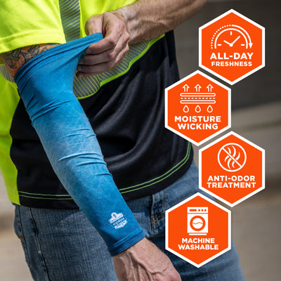 Ergodyne Chill-Its 6695 Sun Protection Arm Sleeves (Pair) - Blue