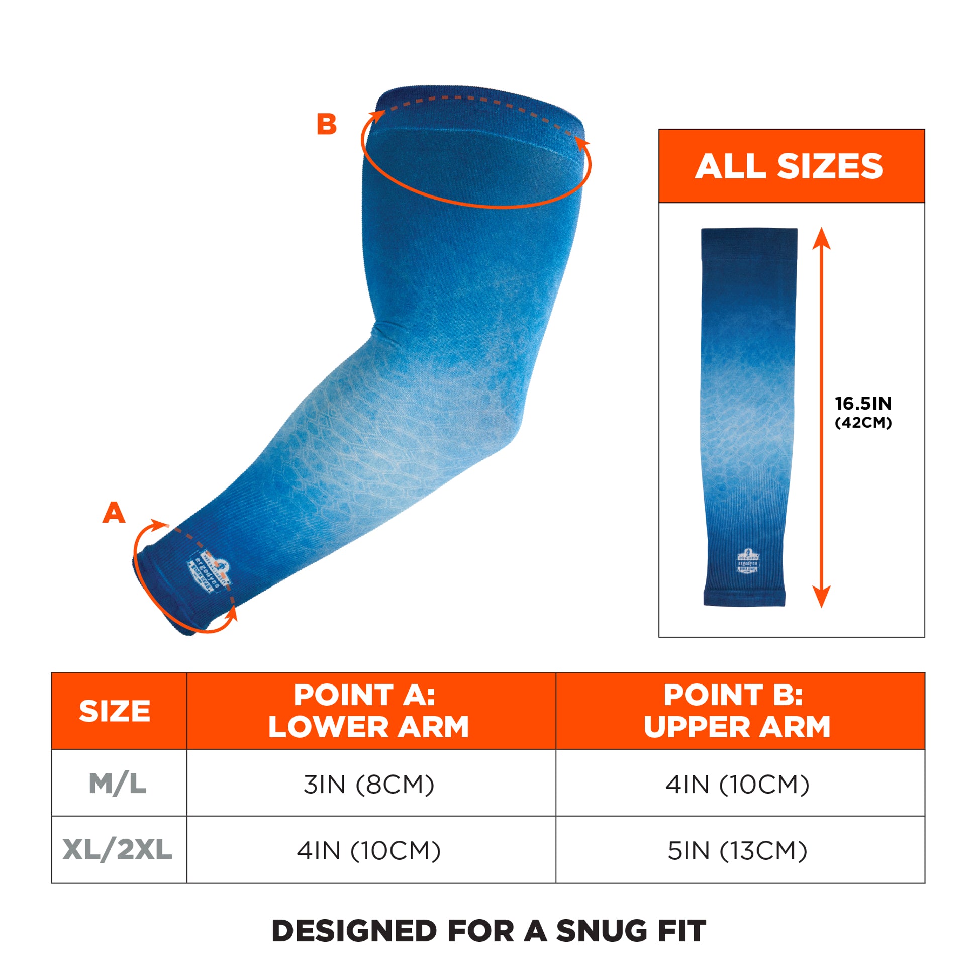 Ergodyne Chill-Its 6695 Sun Protection Arm Sleeves (Pair) - Blue