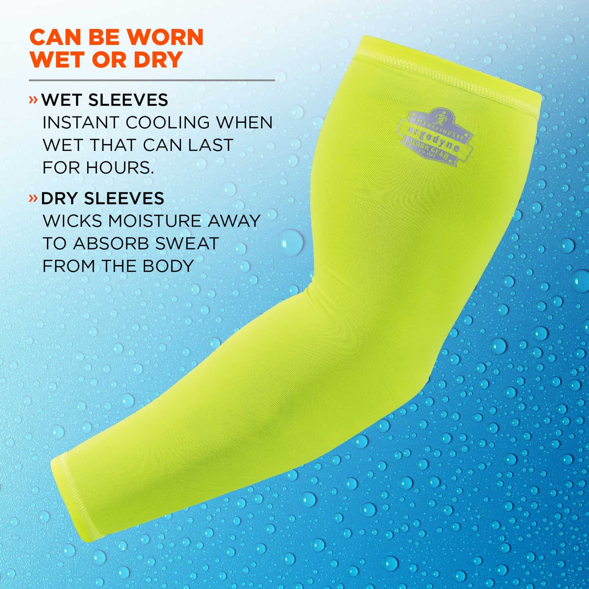 Ergodyne Chill-Its 6690 Cooling Arm Sleeves - Performance Knit (Pair) - Lime