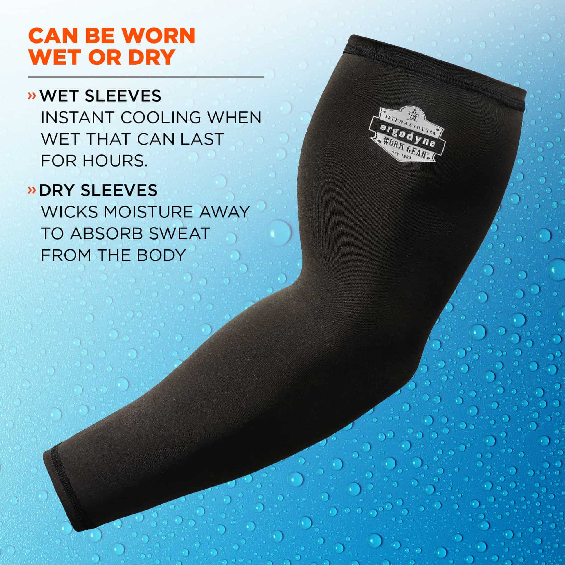 Ergodyne Chill-Its 6690 Cooling Arm Sleeves - Performance Knit (Pair) - Black