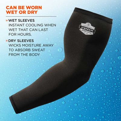 Ergodyne Chill-Its 6690 Cooling Arm Sleeves - Performance Knit (Pair) - Black