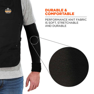 Ergodyne Chill-Its 6690 Cooling Arm Sleeves - Performance Knit (Pair) - Black