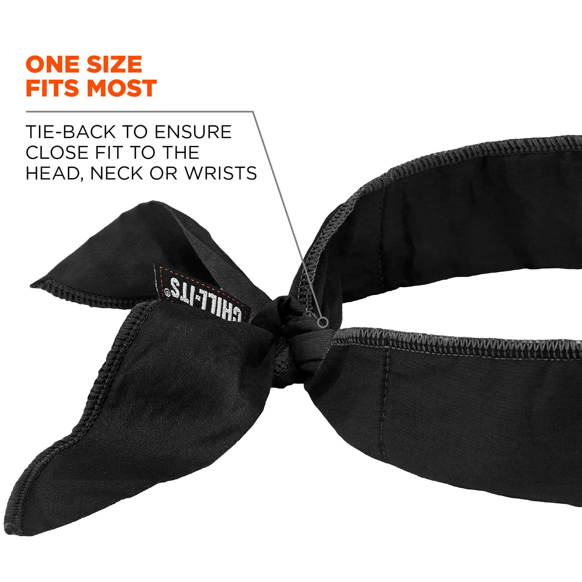 Ergodyne Chill-Its 6702 Cooling Bandana - Polymer Embedded Batting Material, Tie Closure