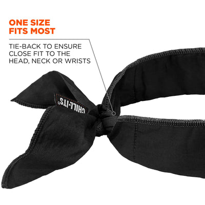 Ergodyne Chill-Its 6702 Cooling Bandana - Polymer Embedded Batting Material, Tie Closure