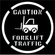 CAUTION FORKLIFT TRAFFIC STENCIL - CAUTION FORKLIFT TRAFFIC STENCIL, 17 IN DIA, Mylar