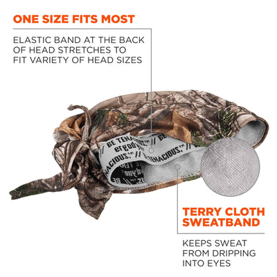 Ergodyne Chill-Its 6615 High-Performance Bandana Do Rag - Terry Cloth Sweatband - Realtree Edge