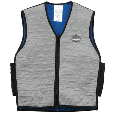 Ergodyne Chill-Its 6665 Evaporative Cooling Vest - Embedded Polymers, Zipper Closure - Gray