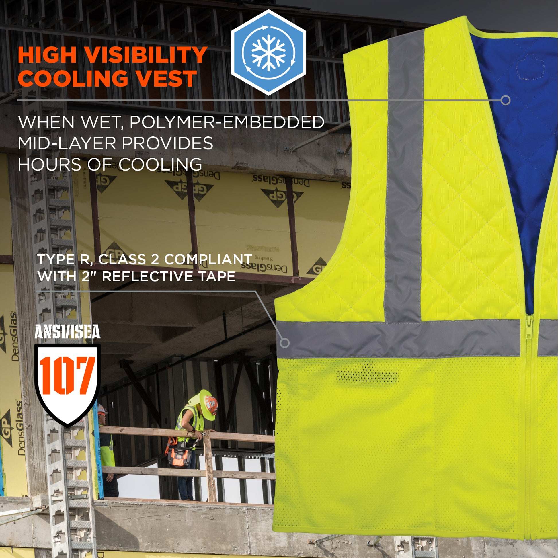 Ergodyne Chill-Its 6668 Hi-Vis Safety Cooling Vest - Type R, Class 2