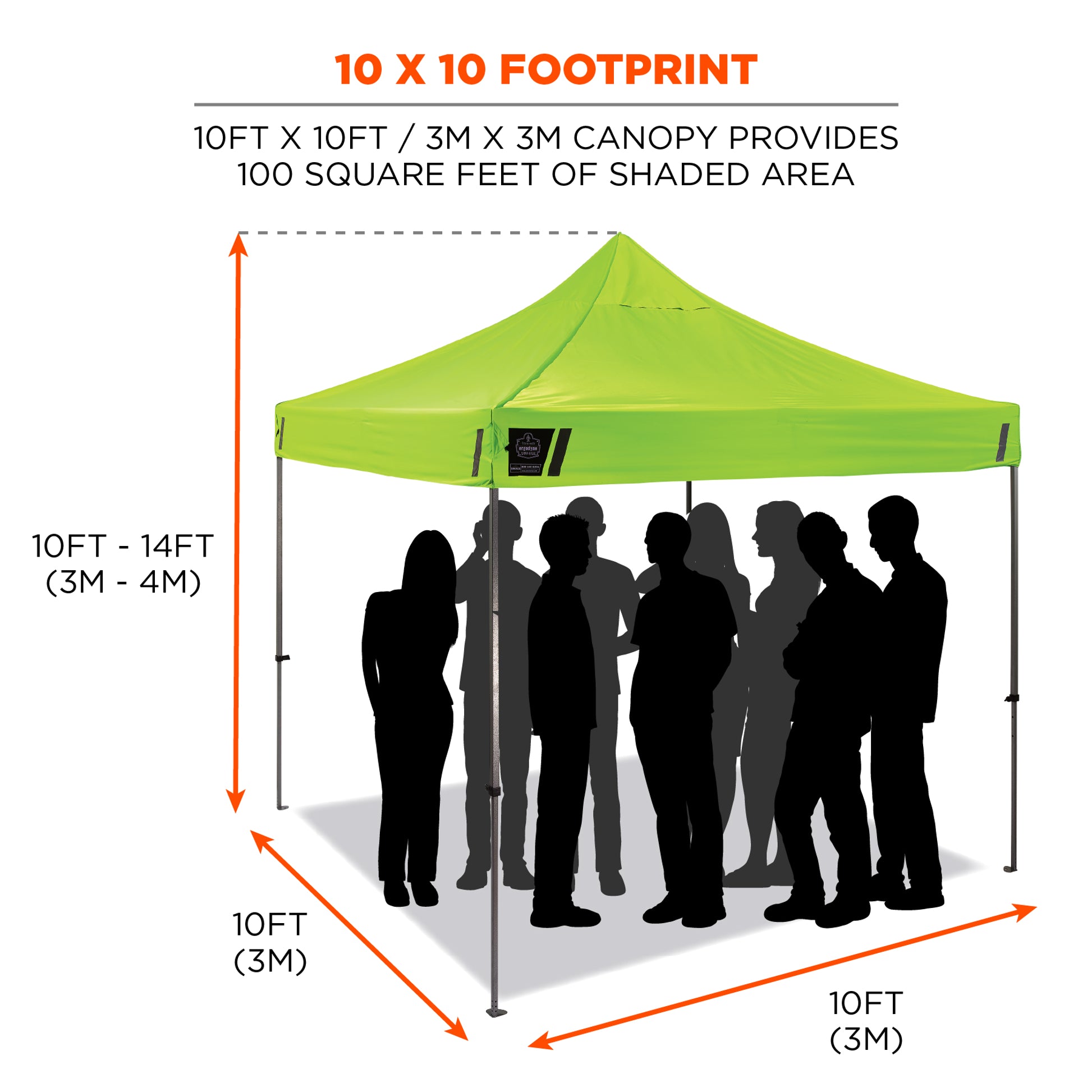 Ergodyne SHAX 6053 Enclosed Pop-Up Tent Kit - Includes 1 Tent and 4 Sidewalls - 10ft x 10ft