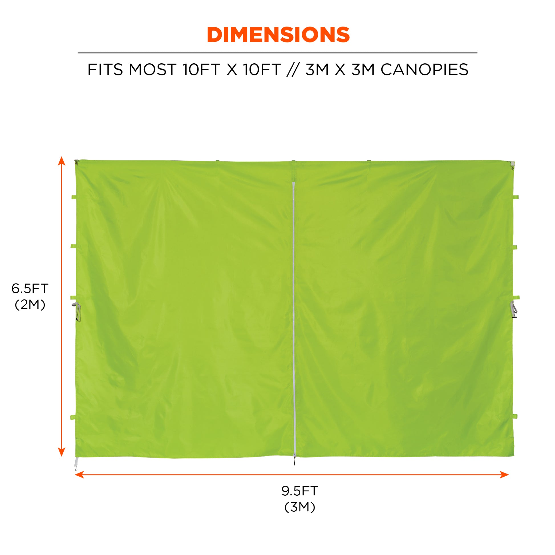 Ergodyne SHAX 6096 Pop-Up Tent Sidewall with Zipper - 10ft x 10ft