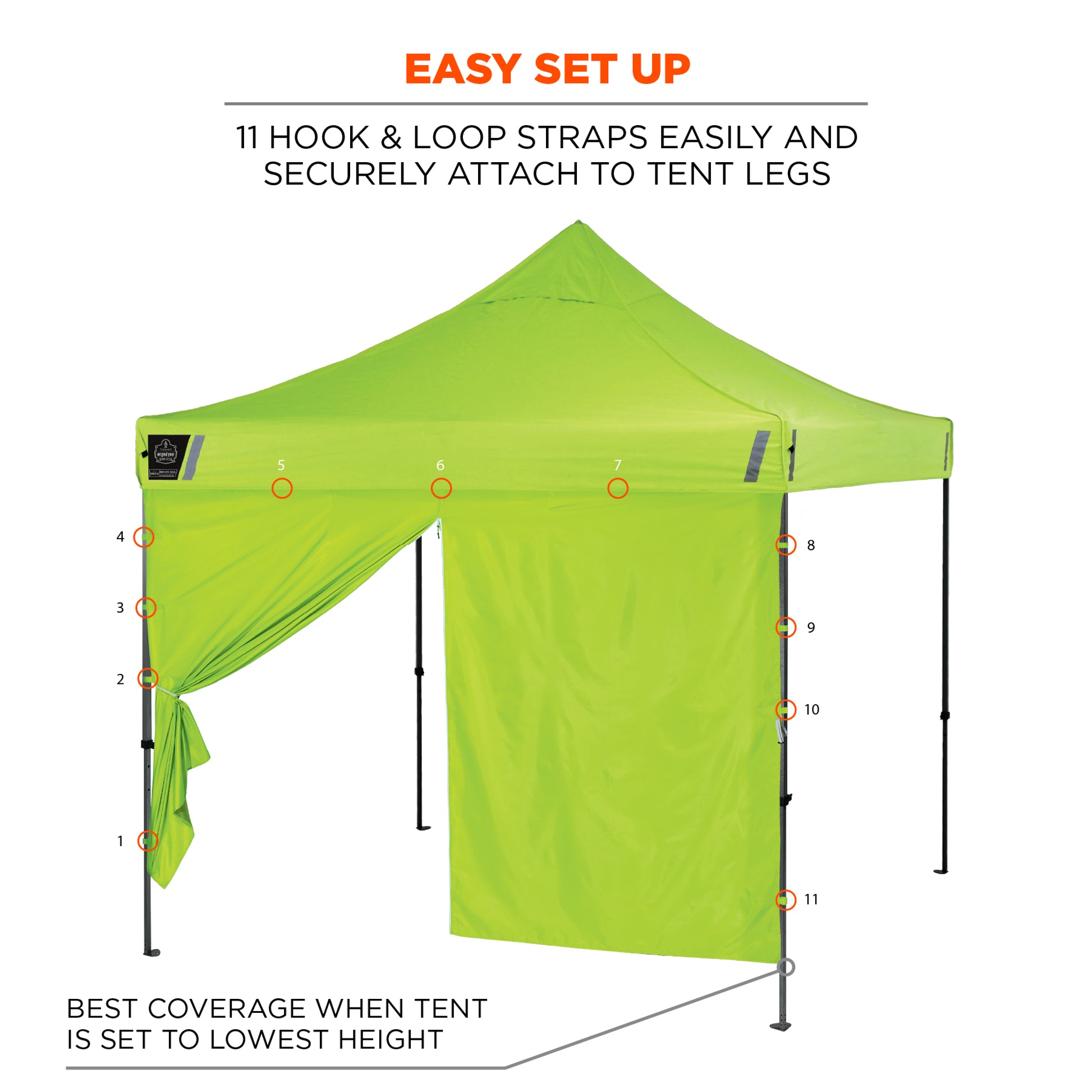 Ergodyne SHAX 6096 Pop-Up Tent Sidewall with Zipper - 10ft x 10ft