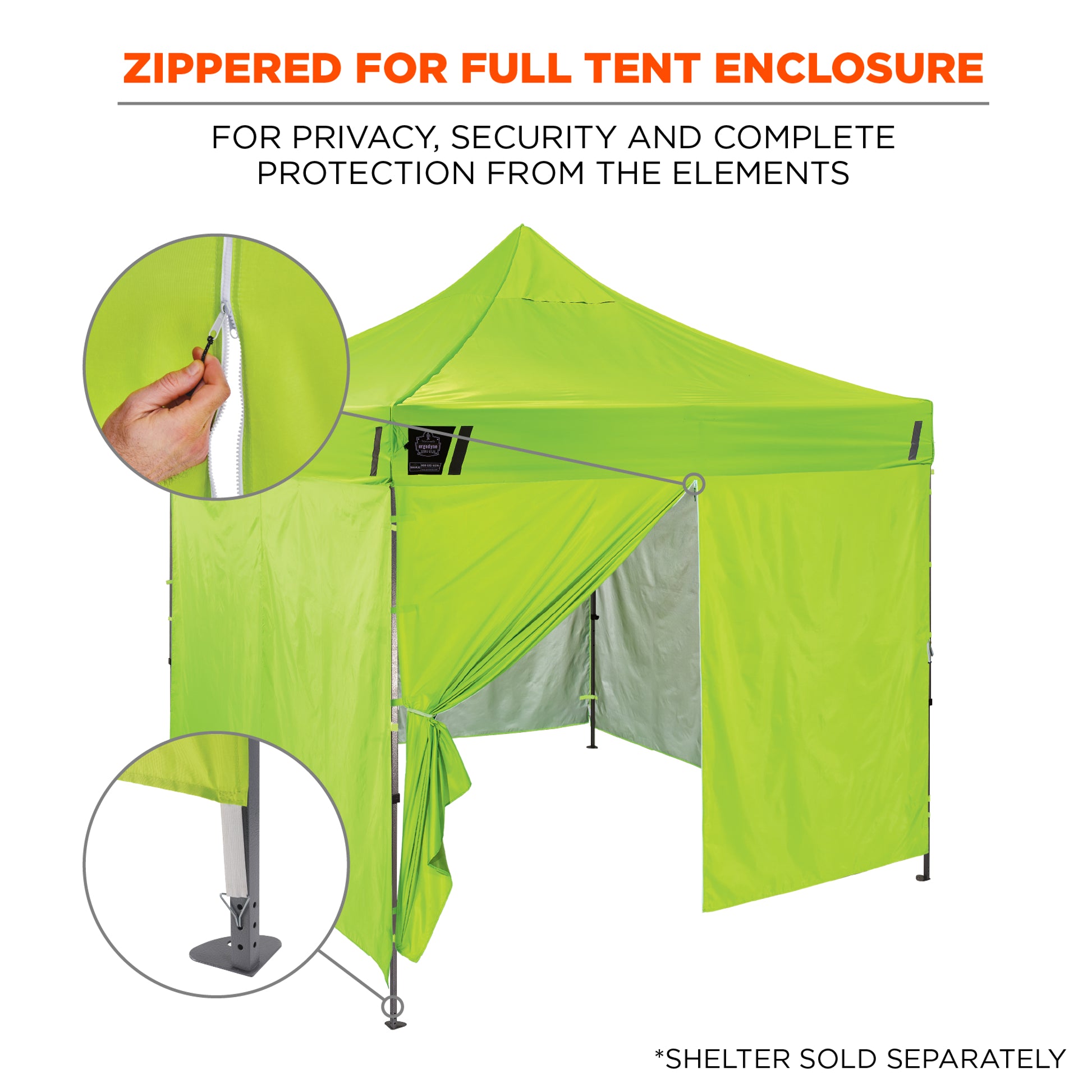 Ergodyne SHAX 6096 Pop-Up Tent Sidewall with Zipper - 10ft x 10ft