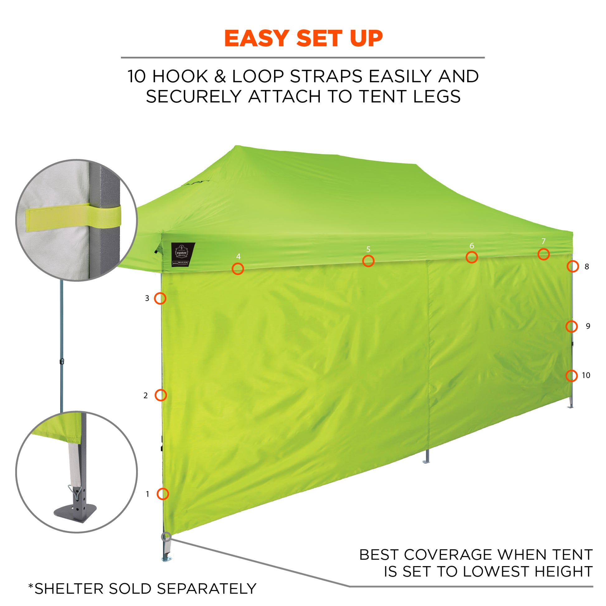 Ergodyne Shax 6097 Pop-Up Tent Sidewall - 10ft x 20ft
