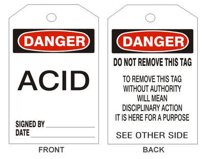DANGER ACID TAGS- BACK 2