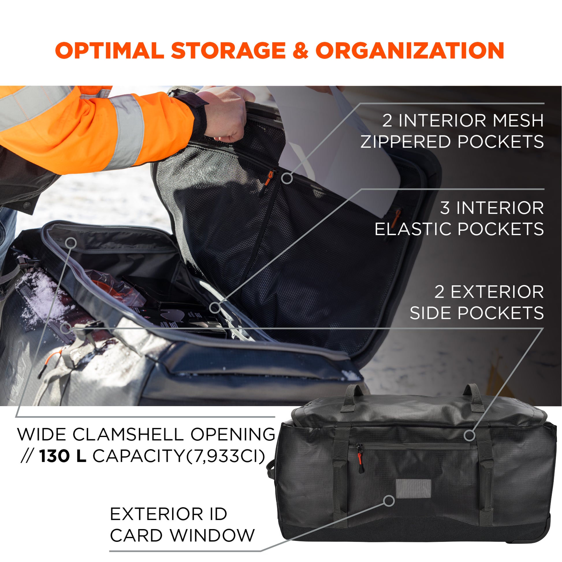 Ergodyne Arsenal 5032 Water-Resistant Wheeled Duffel Bag