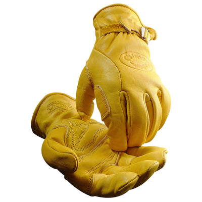 Caiman Premium Top Grain Cowhide Leather Drivers Glove - Keystone Thumb & Water Resistant - Gold - 6/PR - 1304