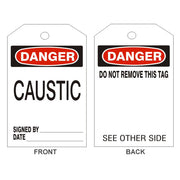 DANGER CAUSTIC TAGS - BACK 1 - DANGER CAUSTIC TAGS - BACK 1, 6.125X3, Rigid Vinyl