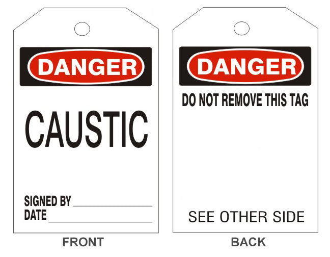 DANGER CAUSTIC TAGS - BACK 1 - DANGER CAUSTIC TAGS - BACK 1, 6.125X3, Rigid Vinyl