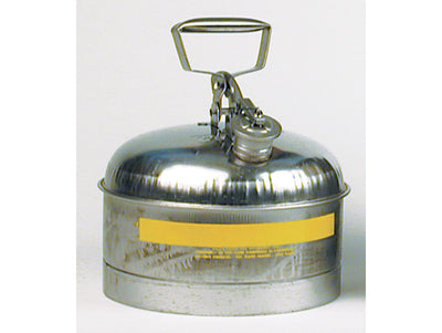 Justrite Type I Stainless Steel Safety Can - 2.5 Gallon - Flame Arrester - Self Close - 1313