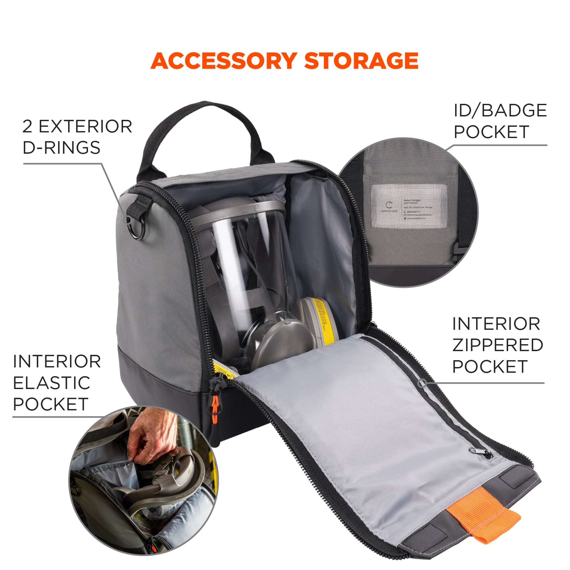 Ergodyne Arsenal 5185 Half and Full Face Respirator Bag - Zipper + Magnetic Closure