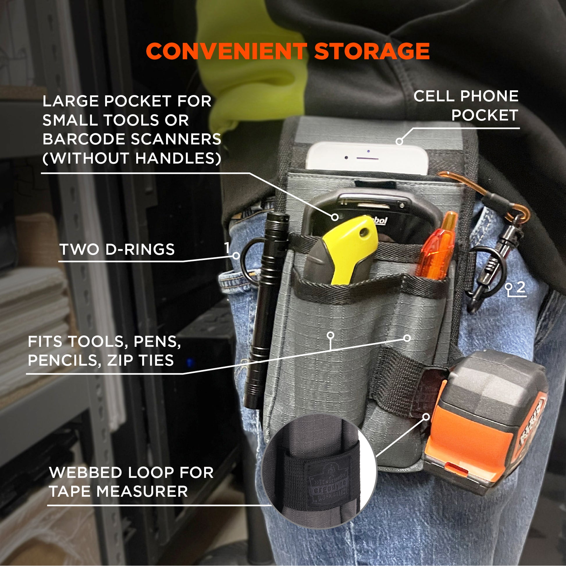 Ergodyne Arsenal 5569 Tool Pouch with Device Holster - Belt Clip