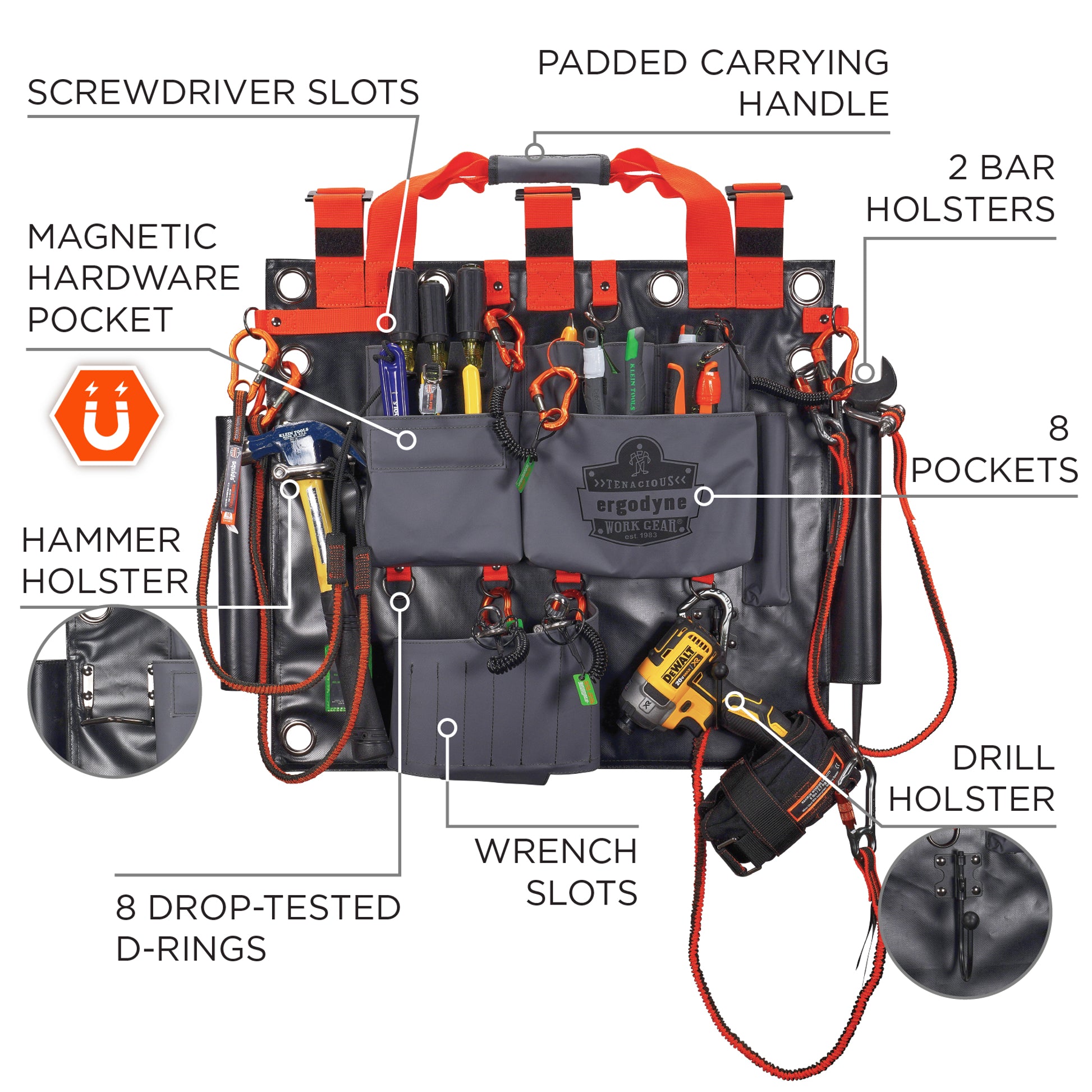 Ergodyne Arsenal 5711 Bucket Truck Tool Board with Locking Aerial Bucket Hooks Kit