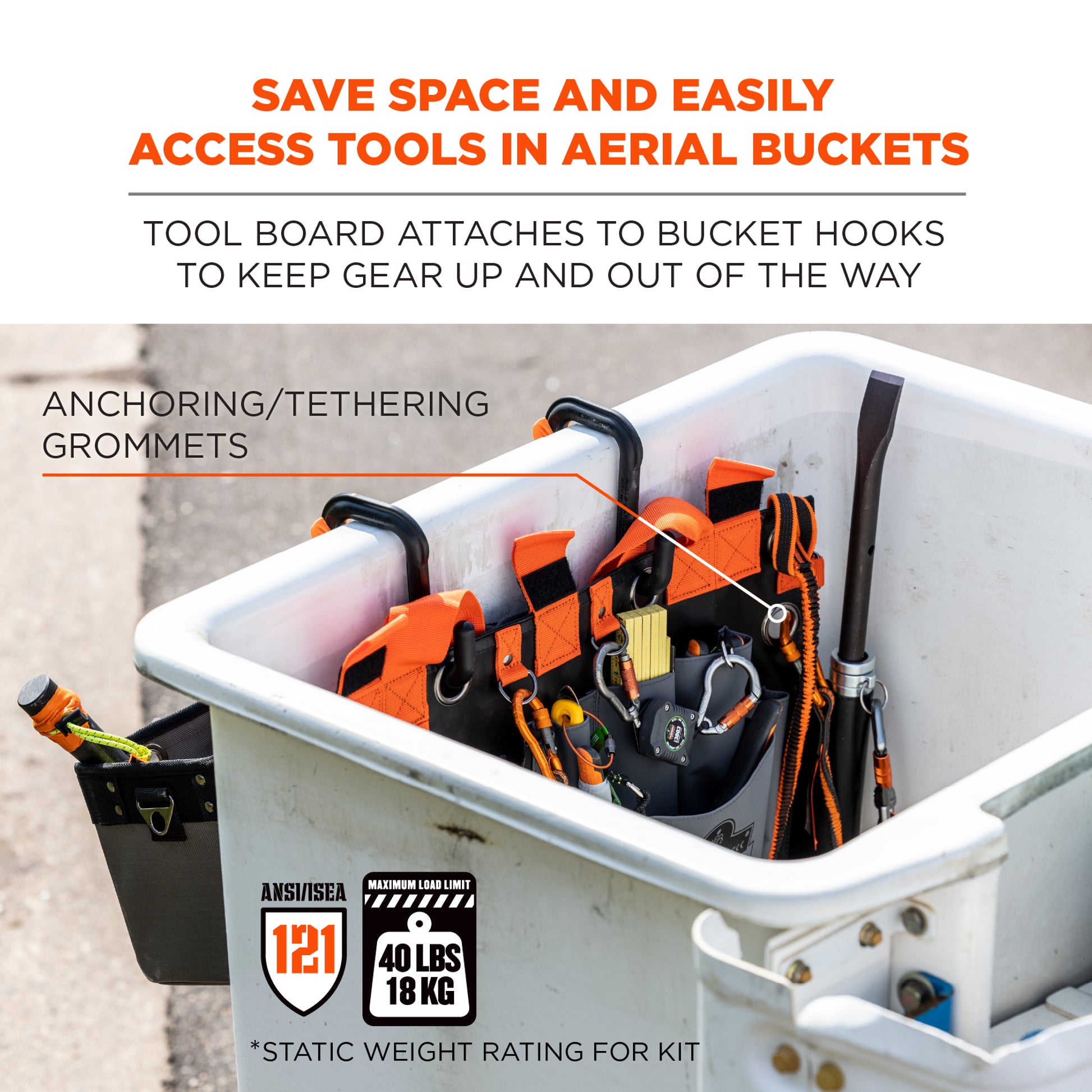 Ergodyne Arsenal 5711 Bucket Truck Tool Board with Locking Aerial Bucket Hooks Kit