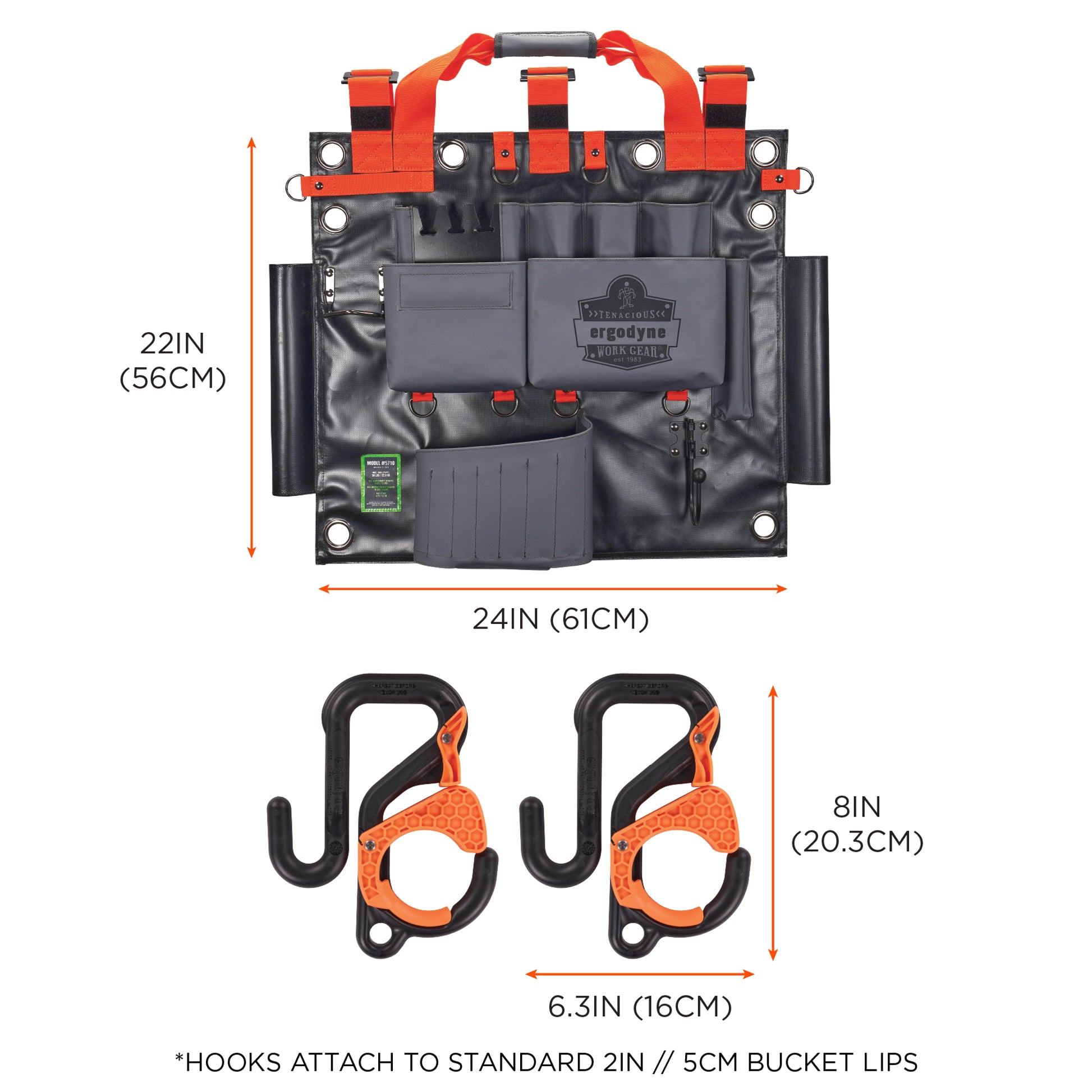 Ergodyne Arsenal 5711 Bucket Truck Tool Board with Locking Aerial Bucket Hooks Kit