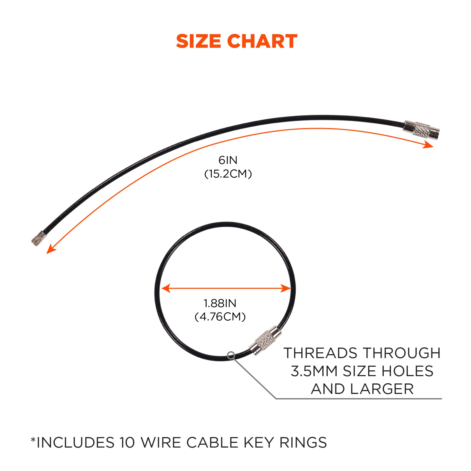 Ergodyne Arsenal 5719 Wire Cable Key Ring (10-Pack)