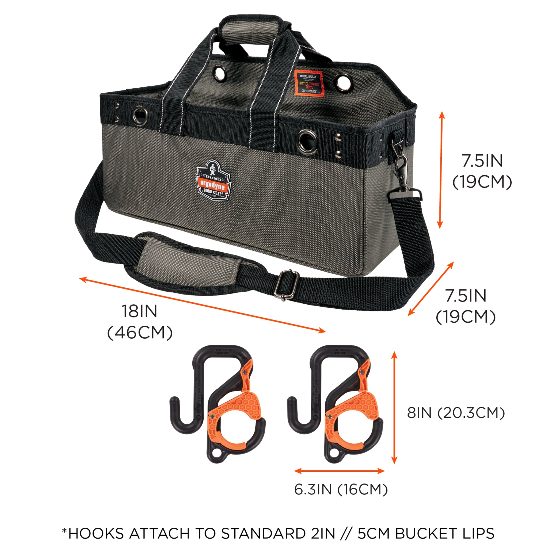 Ergodyne Arsenal 5846 Bucket Truck Tool Bag with Locking Aerial Bucket Hooks Kit - L