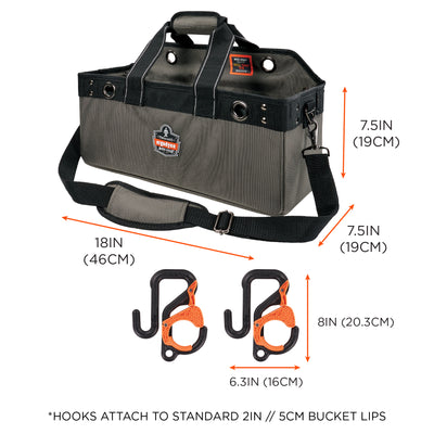 Ergodyne Arsenal 5846 Bucket Truck Tool Bag with Locking Aerial Bucket Hooks Kit - L