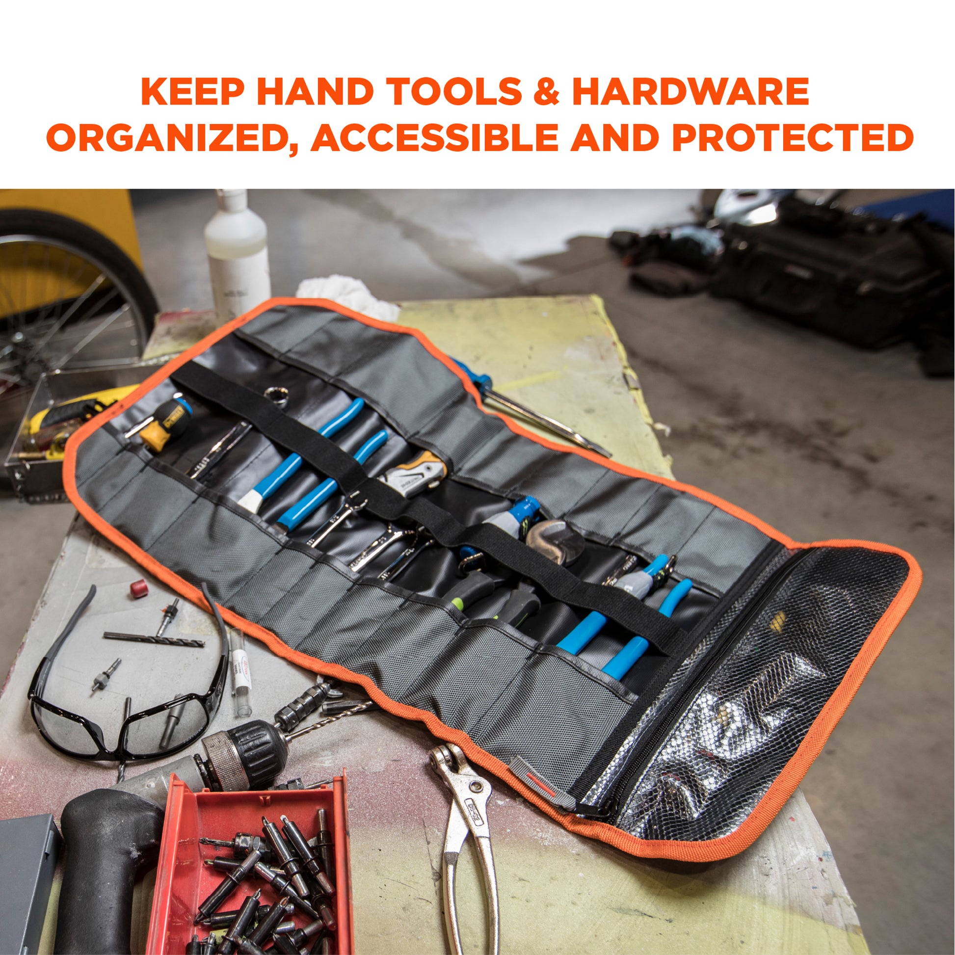 Ergodyne Arsenal 5871 Tool Organizer Roll Up with Zipper Pockets
