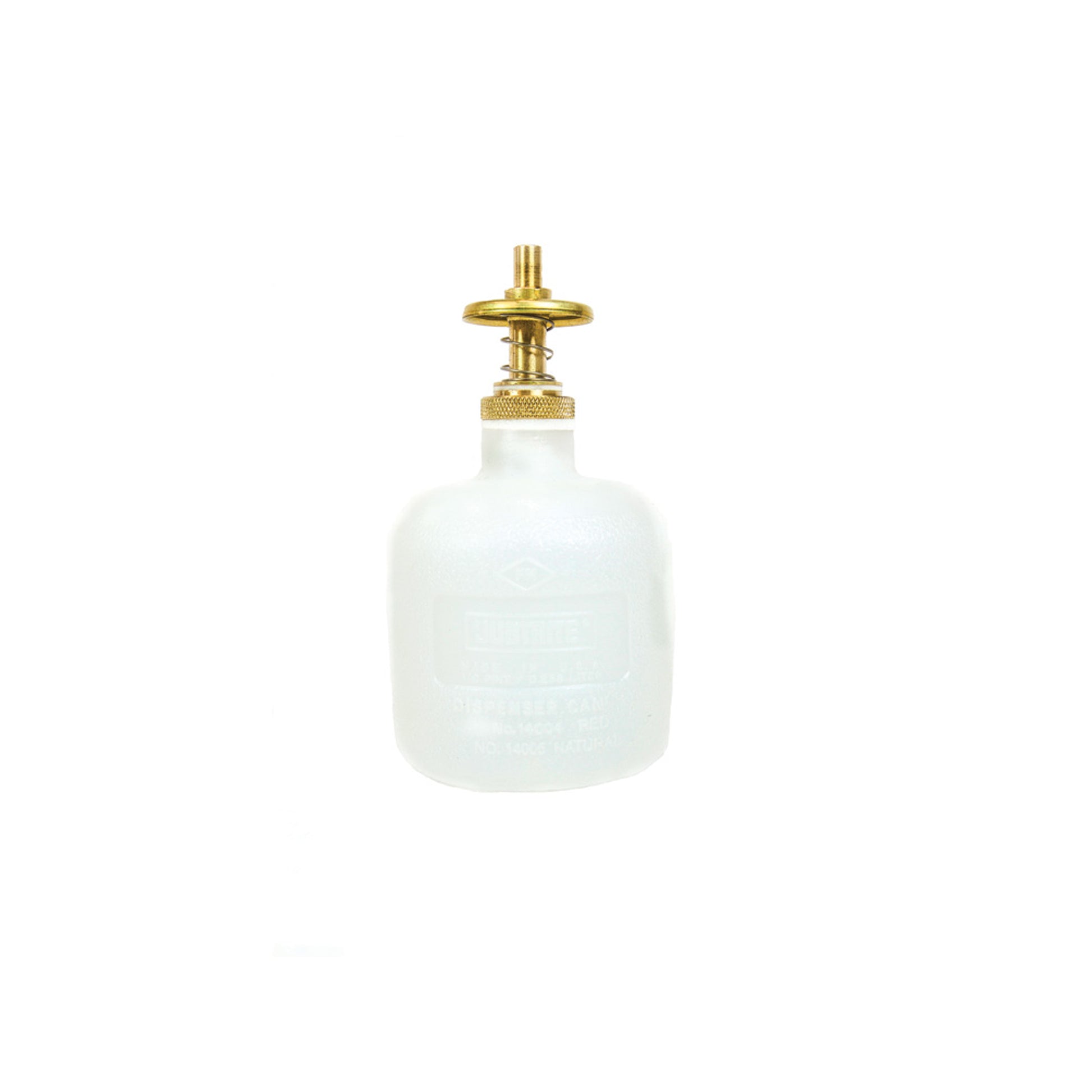 Justrite Dispensing Can - Nonmetallic - With Brass Dispenser Valves - 8 Ounce - Translucent Polyethylene - White - 14005